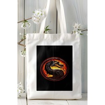 Art Hediye Mortal Kombat Oyun Baskılı Bez Çanta Omuz Çantası Kişiye Özel Model 18 Çok Renkli