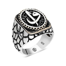 Gumush 546038629 Gümüş Elif Vav Oval Erkek Yüzük