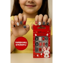 12 Li Yapışkan Stickerlı Çocuk Takma Tırnak Oyuncak Seti - 8 - 16 Yaş Arası - Model 4