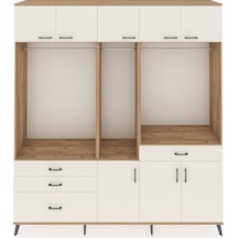 Hyperion Dolap 8 Raflı 4 Çekmeceli 3 Askılı 220x44x243 Çam-aytaşı/aytaşı Çok Renkli