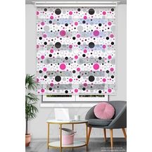 Pembe Siyah Puantiye Baskılı Zebra Perde - Dijital Baskılı Zebra Perde Pembe