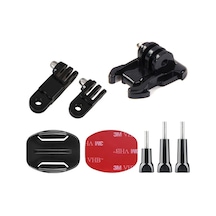 Gplus Bs08yvh 8 Parça Flat Zemin Düz Yüzey Vidalı Hızlı Tak 3 Yollu Aksiyon Kamera Uyumlu 3m Yapışkan Motor Kask Bağlantı Seti Siyah
