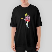 Nirvana Kurt Cobain Siluet Oversize Siyah Tişört Siyah