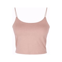 Trender 582-04 Crop Lastik Askı Vizon Kadın Atlet 26yl71595017