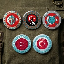 Fikart Şanlı Türk Bayrağı Ve Vatansever Özel Koleksiyonu 5'li Paket 58mm Buton Rozeti Seti Çok Renkli