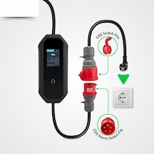 11 Kw 16A Tip-2 5X16A Fiş Trifaze Çantalı Dönüştürücü Kablolu Elektrikli Araç Taşınabilir Şarj Istasyonu 5 M Türkçe