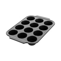 Greenpan Thermolon Yüzey 12 Li Muffin Kabı Pfas İçermeyen Yüzey Karbon Çelik 230 C Fırın Daya Siyah