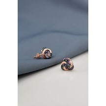 Papatya Silver 925 Ayar Gümüş Rose Kaplama Çivili Mistik Topaz Taşlı Tria, Loop Küpe