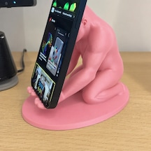 3d Baskı Goril Telefon Tutucu - Kaslı Goril Masaüstü Telefon Standı-pembe Diğer
