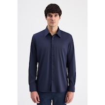 Twn Slim Fit Lacivert Düz Travel Gömlek 6ef02ad10288m Çok Renkli