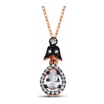 925 Ayar Gümüş Elmas Kesim Damla Kolye Rose Gold