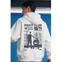 Sevbano Efsane Film Fight Club Tyler Durden Sırt Baskılı Unisex Oversize beyaz