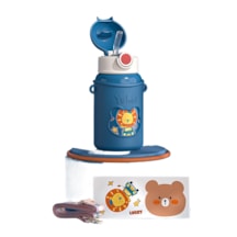 304 Paslanmaz Çelik Çocuk Sevimli Termos Bardağı-mavi