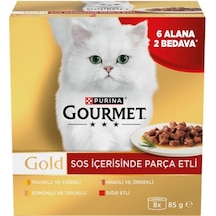 Gourmet Gold Soslu Parça Etli Karışık Çeşitli Yetişkin Kedi Konservesi 85 Gr 8 Al 6 Öde