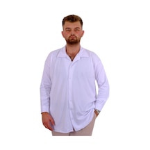 Mode Xl Büyük Beden Erkek Gömlek Apas Yaka Uzun Kol Jakar U24381 Beyaz Beyaz