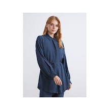 LC Waikiki Alıta Cıty Farkıyla Lcw Modest Lacivert Dokulu Kadın Gömlek Tunik Lacivert - 931522803 Lacivert