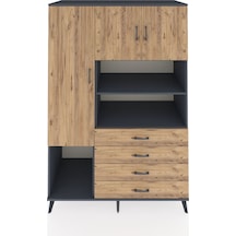 Kronos Dolap 7 Raflı 4 Çekmeceli 3 Kapaklı 132x59x195 Antrasit-çam/çam Atlas Çam/atlas Çam