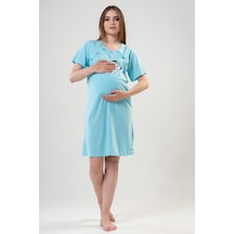 Vienetta Kadın Kısa Kol Turkuaz Hamile Tunik C7t1n0402 001