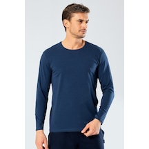 Cacharel 1333 Erkek O Yaka Uzun Kollu T-shirt - İndigo Indigo