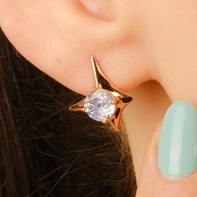 Lekka Design Kadın Kararmaz Çelik Takı Lüks Mavi Taşlı Stil Küpe