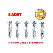 Çelik Alçıpan Boşluk Dübel Frt Tuğla Duvar Bims Paraşüt Dübeli 6x52 Metal 5 Adet