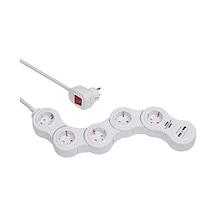 Vario Power Çoklu Priz, Usb Şarj Fonksiyonlu, Hareketli Çoklu Priz, 5 Kat 1,4 M Kablo, Şalterli Ve 2 Usb Şarj Soke Standart