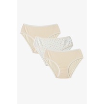 Penti Ekru Kız Çocuk Ditsy Pamuklu 3'lü Slip Külot