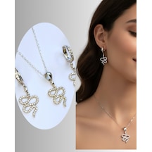 Gümüş Yılan Tasarım Kolye Küpe Kadın Set Yılbaşı Yeni Yıl Hediye