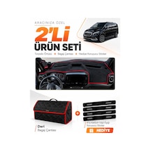 E-biz Mercedes Vito W114 Tourer 2025-sonrası Uyumlu Torpido + Deri Çanta - Siyah-kırmızı - Mb027