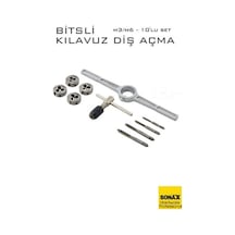 10'lu Bitsli Diş Açma Kılavuz Seti Endüstriyel Çelik, Dişli Matkap Ucu 722465 Str-mn346