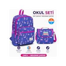 Coral High Flamingo Desenli Okul Sırt Çanta 23112+ Beslenme Çantası Kız Çocuk 11805 Çok Renkli
