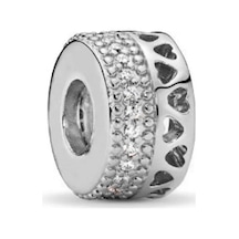 Fubena Gümüş Taşlı Pave Klips Charm