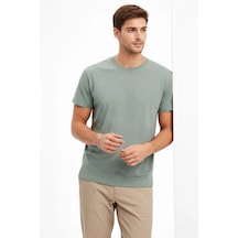 Erkek Bisiklet Yaka Tişört Regular Kalıp Basic Pamuklu Günlük Kullanım T-shirt - Mint Yeşili Mint Yeşili
