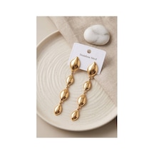 316l Çelik Gold Renk Yaprak Motifli Uzun Tasarım Küpe Tj-bkp12050 Evimdeyokyok