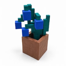 Piksel İnci Çiçeği Biblo - 3d Baskı, Minecraft Esintili Mavi