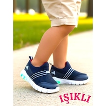 Ellaboni Kız / Erkek Çocuk Yumuşak Işıklı Spor Ayakkabı Nefes Alabilen Hafif Aqua Sneaker Lacivert Beyaz