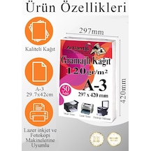 A3 Gramajlı Fotokopi Kağıdı 250 Adet 120 Gr Sertifika Kağıdı Kalın Kağıt Baskı Tüm Yazıcılara Uyumlu 29.7x42cm Ofis Büro