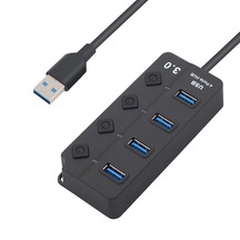 Onezero 1215 Bağımsız Şalterli 4 Portlu Güç Beslemeli Usb Hub Çoklayıcı 1x Usb 3.0 + 3x Usb 2.0 1.2 Metre Kablolu Masaüstü Dağıtıcı