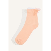 Defacto 2li Tül Fiyonklu Fitilli Pamuklu Uzun Çorap Kız Çocuk I5533a8nskr1 Çok Renkli-kr1