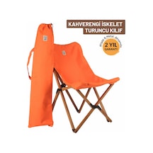 Bag The Joy Ahşap Kahverengi İskelet - Turuncu Kılıf Sandalye Turuncu