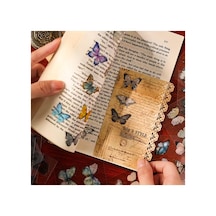 Kolbi Craft 5 Sayfa 25 Adet Şeffaf Vintage Kelebek Sticker Seti Scrapbook Bullet Journal Ajanda Planlayıcı Abanoz