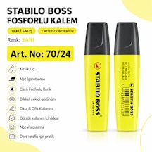 Boss Fosforlu Kalem 1 Adet Metin İşaretleme Kalemi Sarı