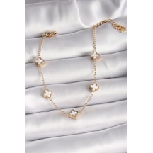 316l Çelik Gold Renk Beyaz Baby Boy Yonca Model Kadın Bileklik Çok Renkli