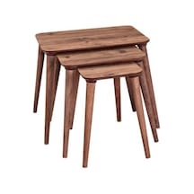 Ahşap Mdf 3 Lü Zigon Sehpa Retro Ayaklı Dikdörtgen Diş Budak