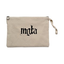 Mgla Logo Text Krem Clutch Astarlı Cüzdan / El Çantası Krem