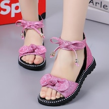 Pembe Kız Sandalet Yaz 2020 Yeni Moda Kore Prenses Ayakkabı Büyük Çocuk Küçük Kızlar Yumuşak Alt Çocuk Roma Ayakkabı