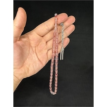 Ateş Kehribar Tesbih Açık Pembe Renkli Kesme Kesim 10,5mmx6mm T-658