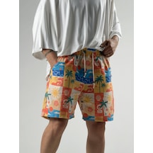Cocopelli Summer Vibes Patchwork Gabardin Erkek Şort Coc3284 Desenli