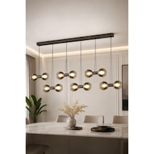 Eskitme Premium Led Füme Cam Sarkıt Avize Yemek Masası Salon Avizesi 12x20w