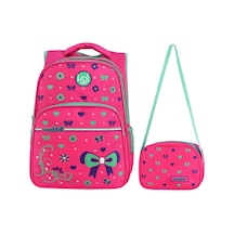 Pembe Kalp Desenli İlkokul Sırt Ve Beslenme Çantası 3025 Pembe